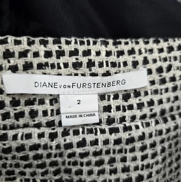 DVF Diane Von Furstenberg Omarosa Broken Tweed Mini Skirt Size 2 black/cream - Picture 9 of 9